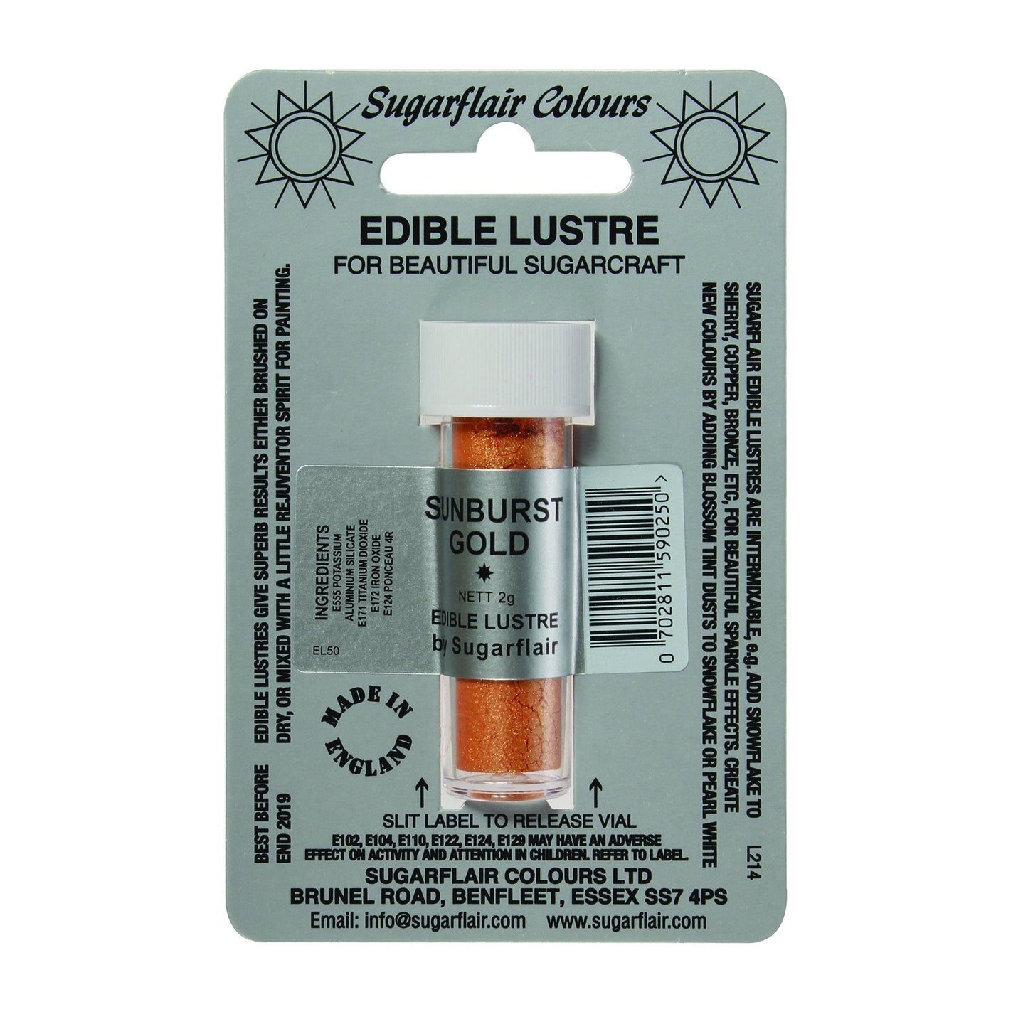 Sugarflair Edible Lustre Colour - Sunburst Gold