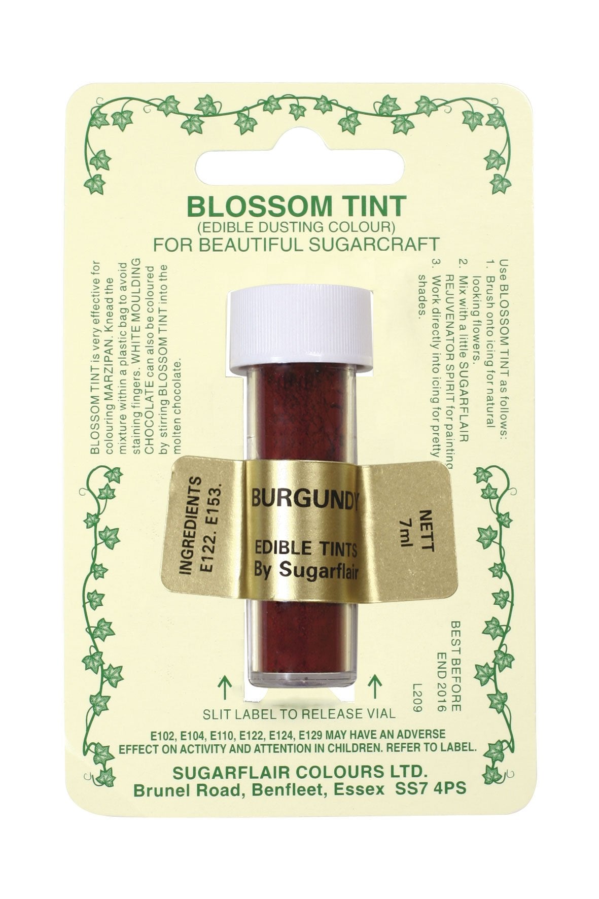Sugarflair Blossom Tint Dusting Colours - Burgundy