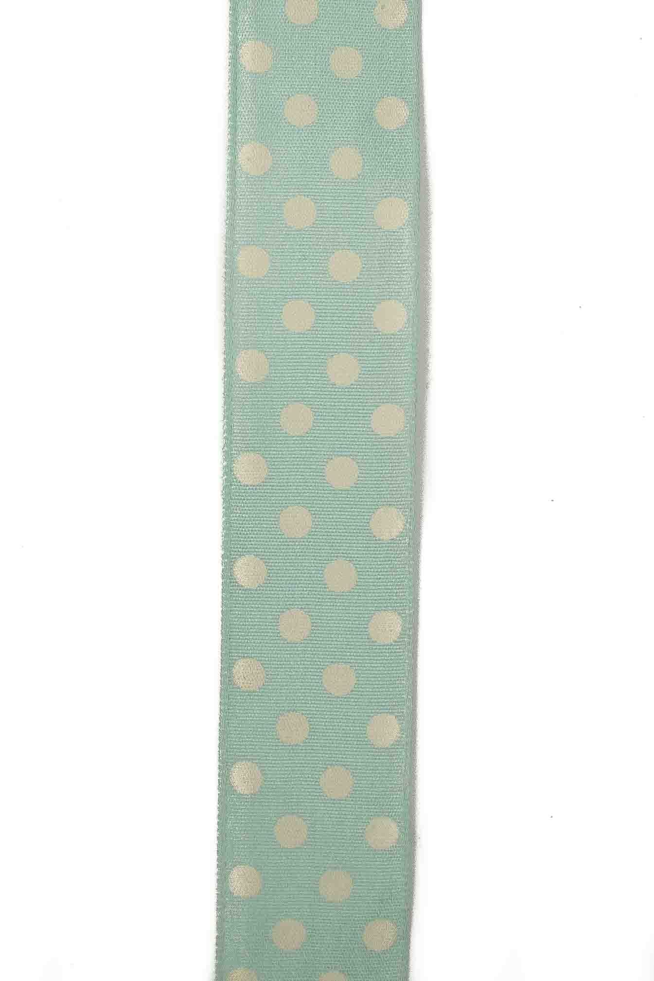 Pale Green Polka Dot Ribbon - 25mm