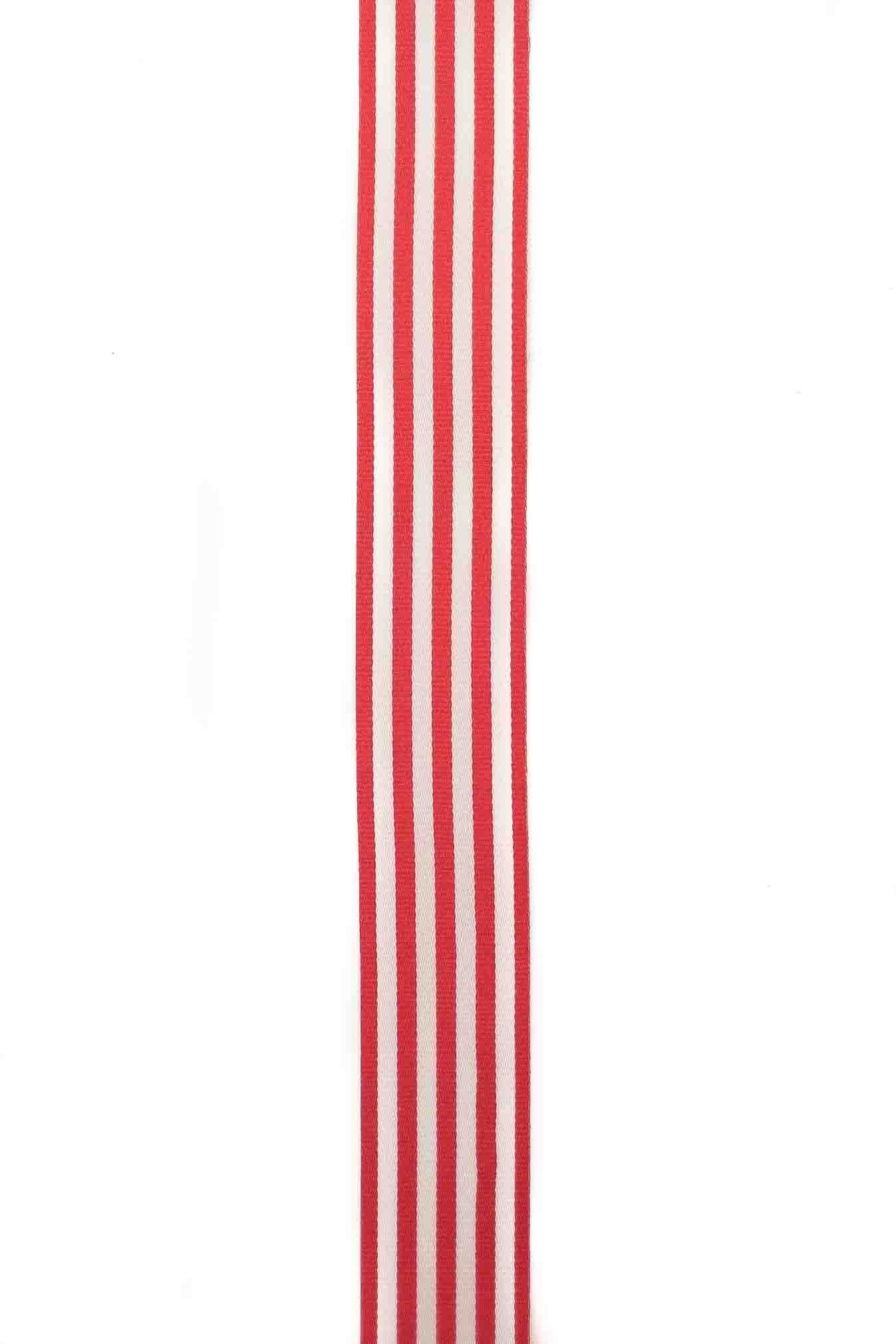 Red and White Striped Ribbon - 15mm