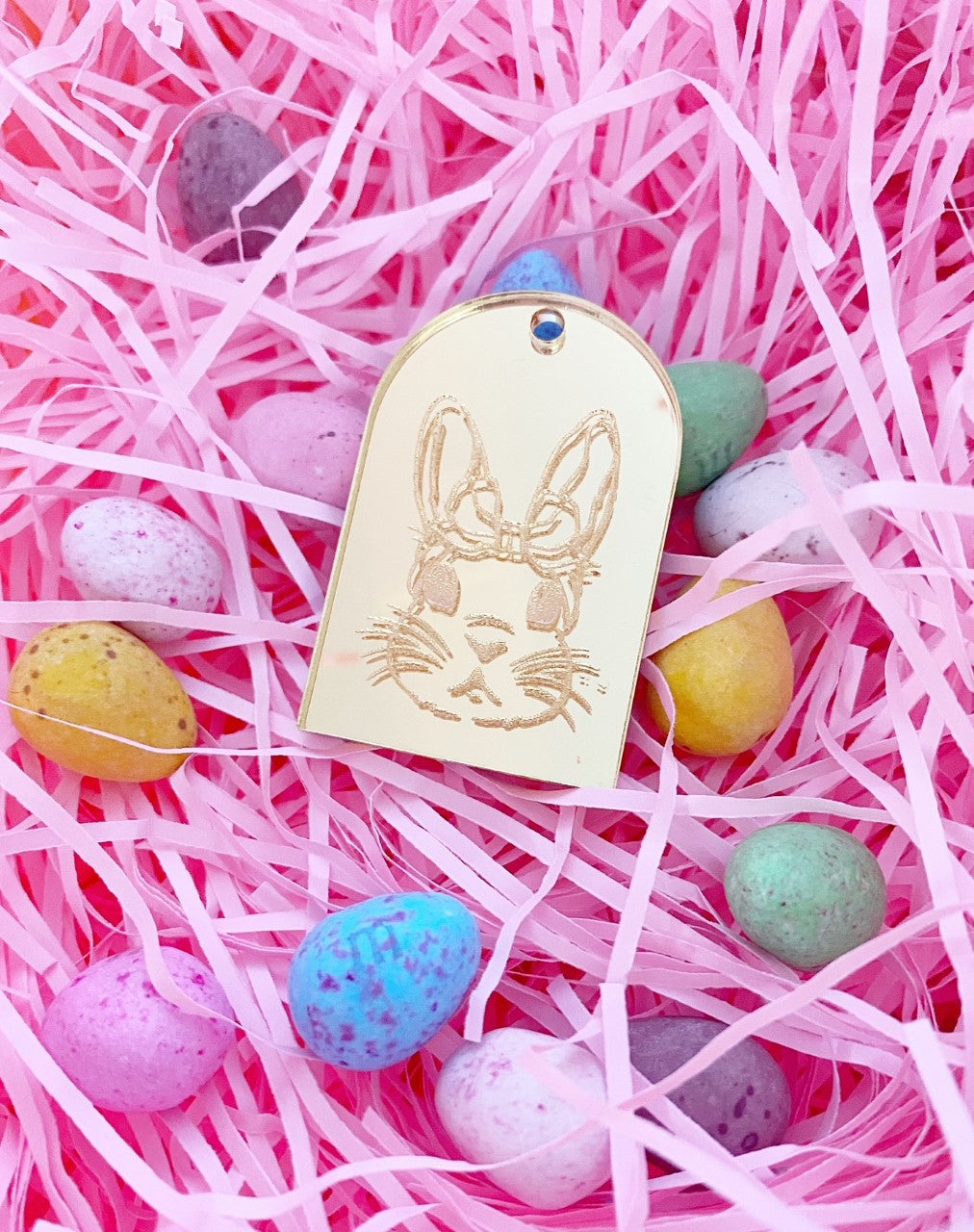 Easter Bunny with Bow Gift Tag