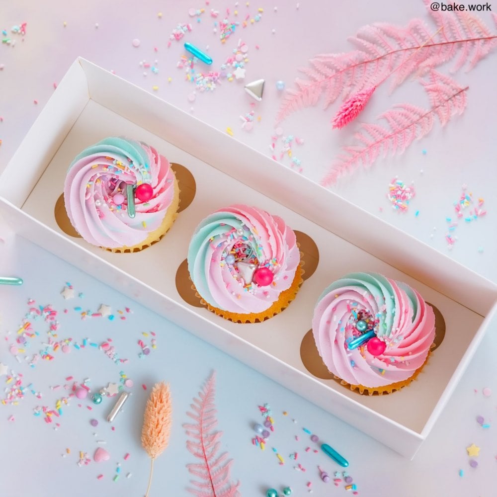3 Hole Cupcake Box With Full Clear Lid - Pack Of 2