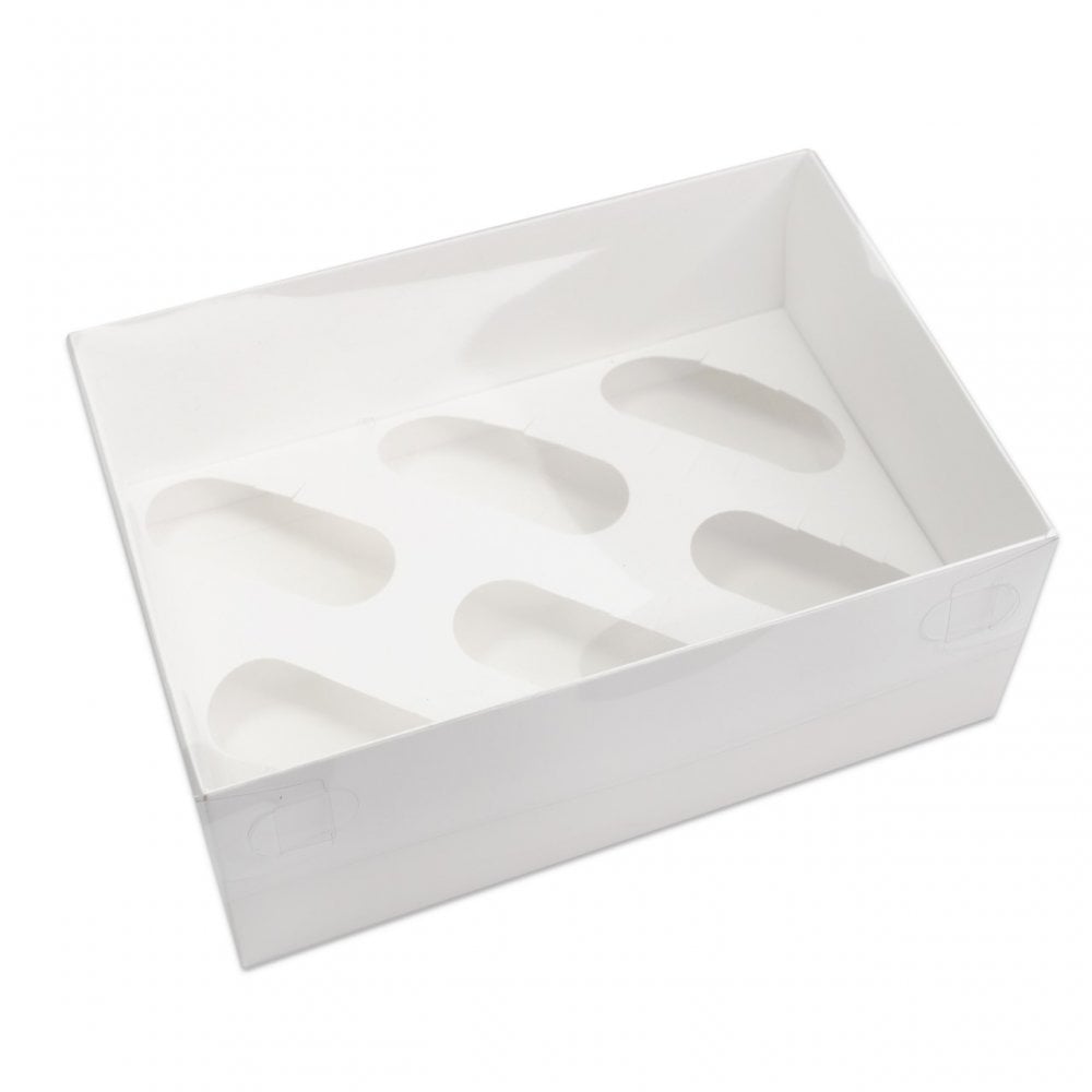 6 Hole Clear Lid Cupcake Box - Pack of 2