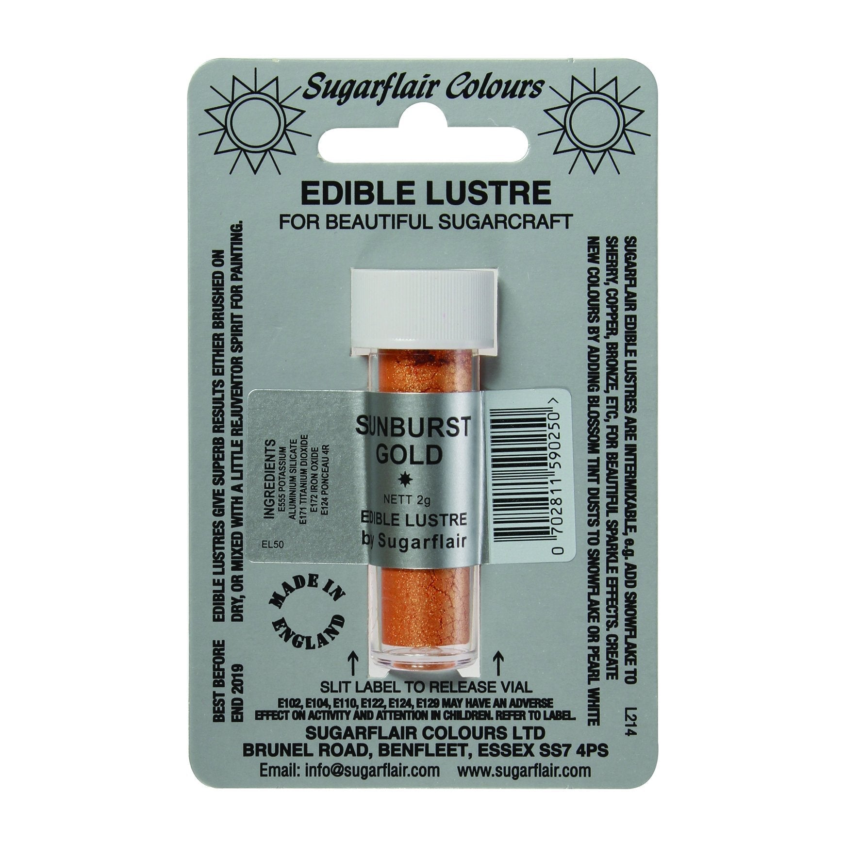 Sugarflair Edible Lustre Colour - Sunburst Gold