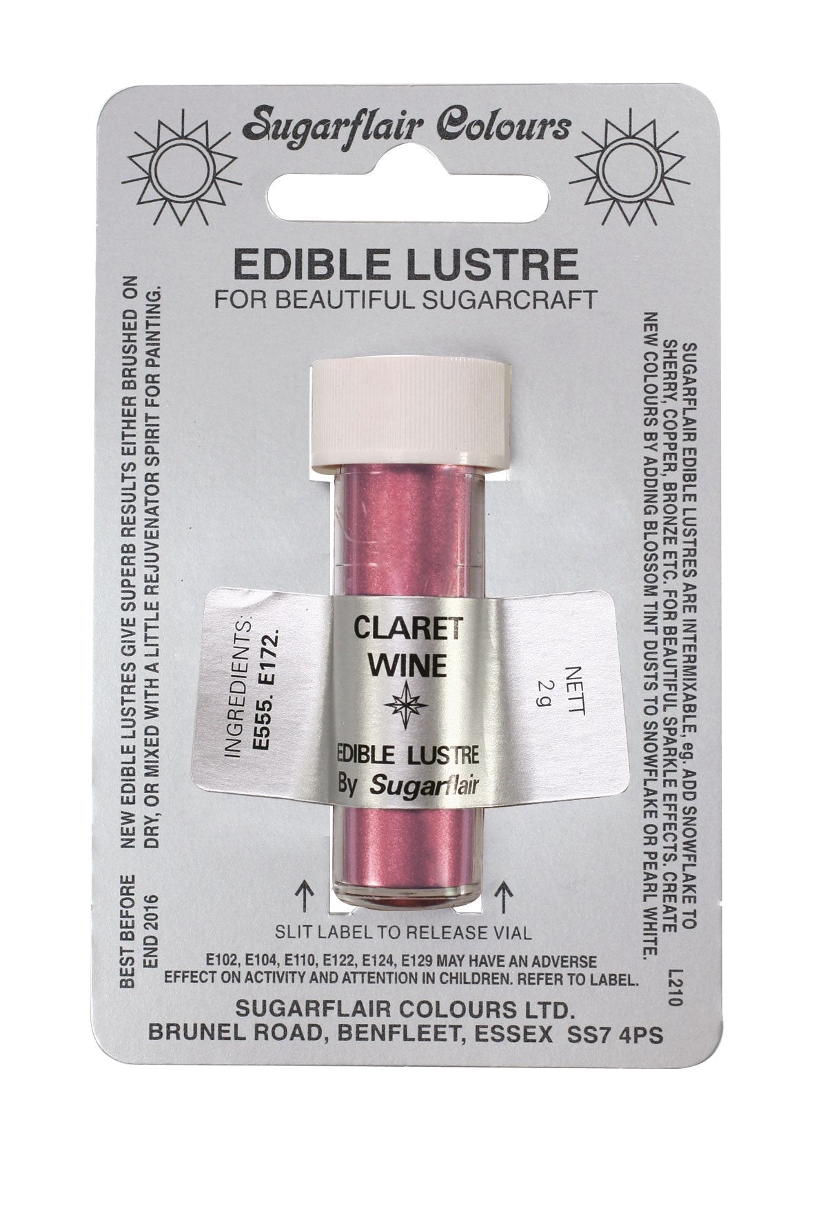 Sugarflair Edible Lustre Colour - Claret Wine