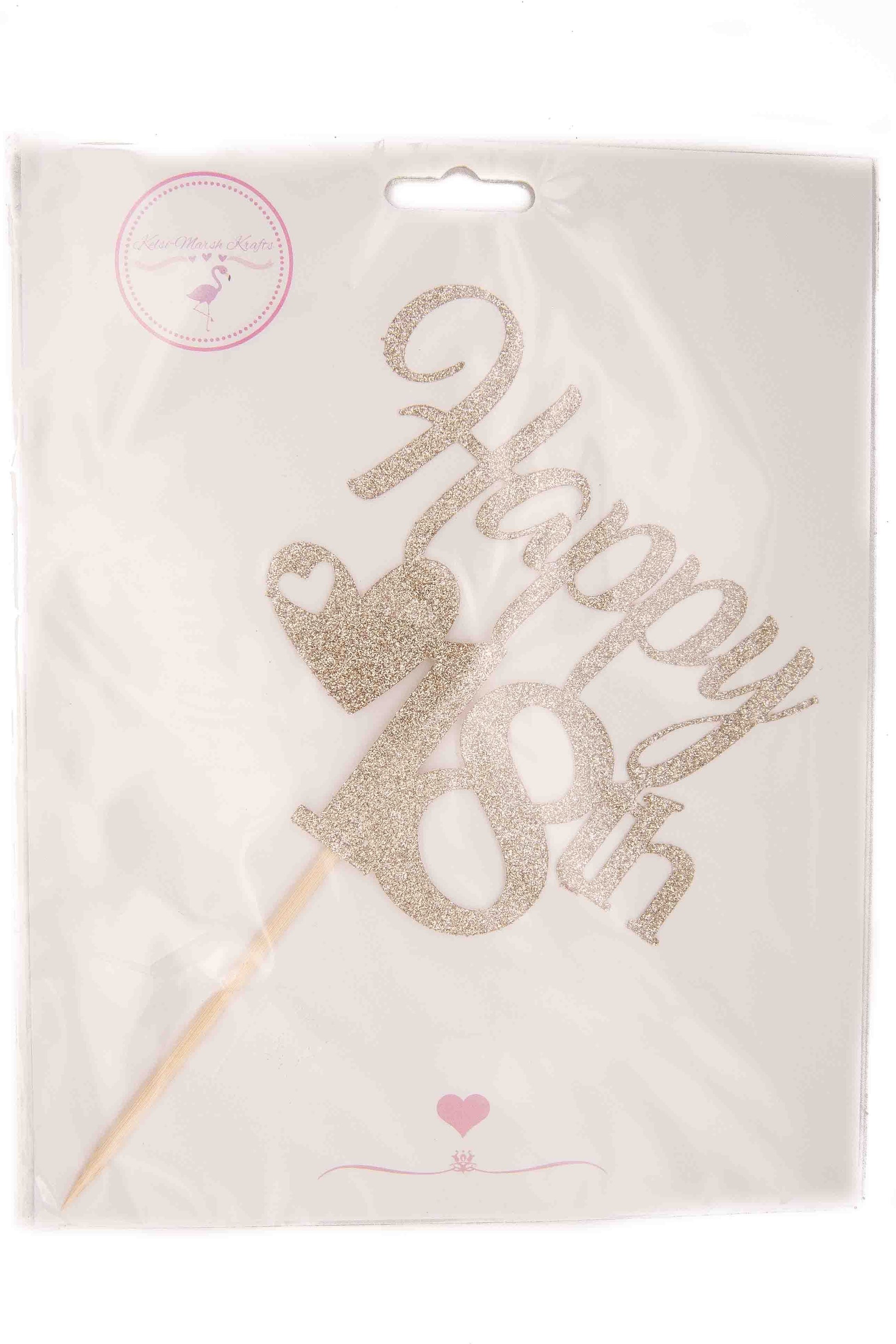 Gold Glitter Card Topper - Happy 18th