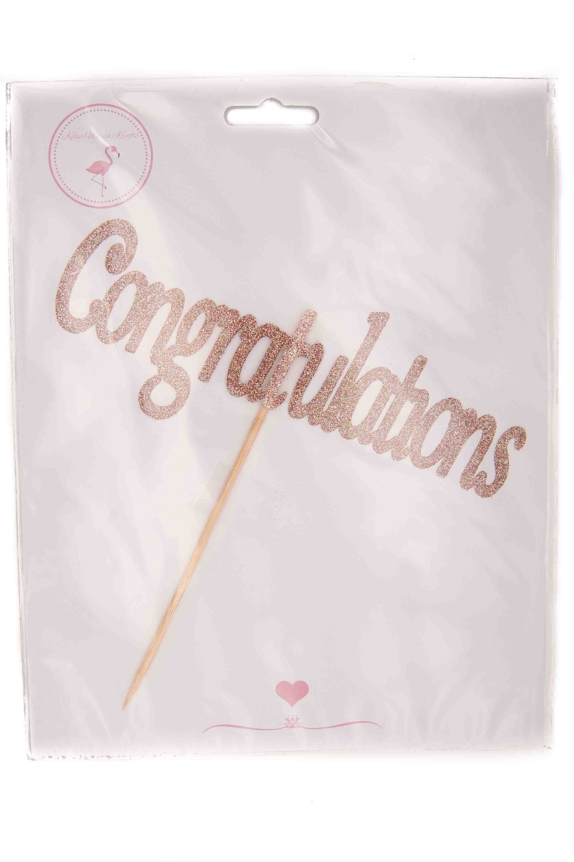 Rose Gold Glitter Card Topper - Congratulations