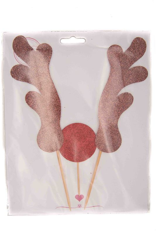 Glitter Card Topper - Rudolph Antlers and Red Nose