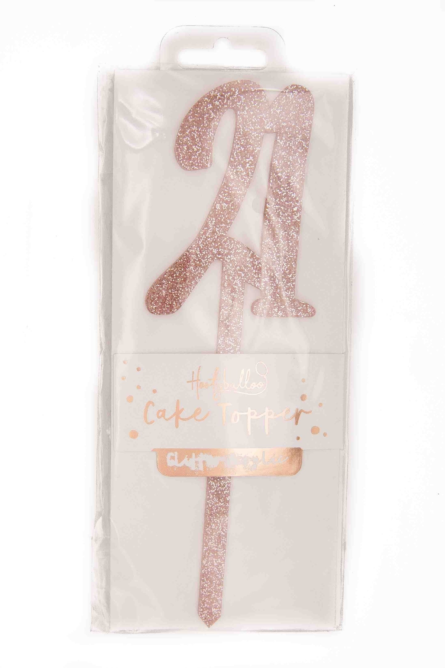 Hootyballoo Rose Gold Glitter Acrylic Cake Topper - 21