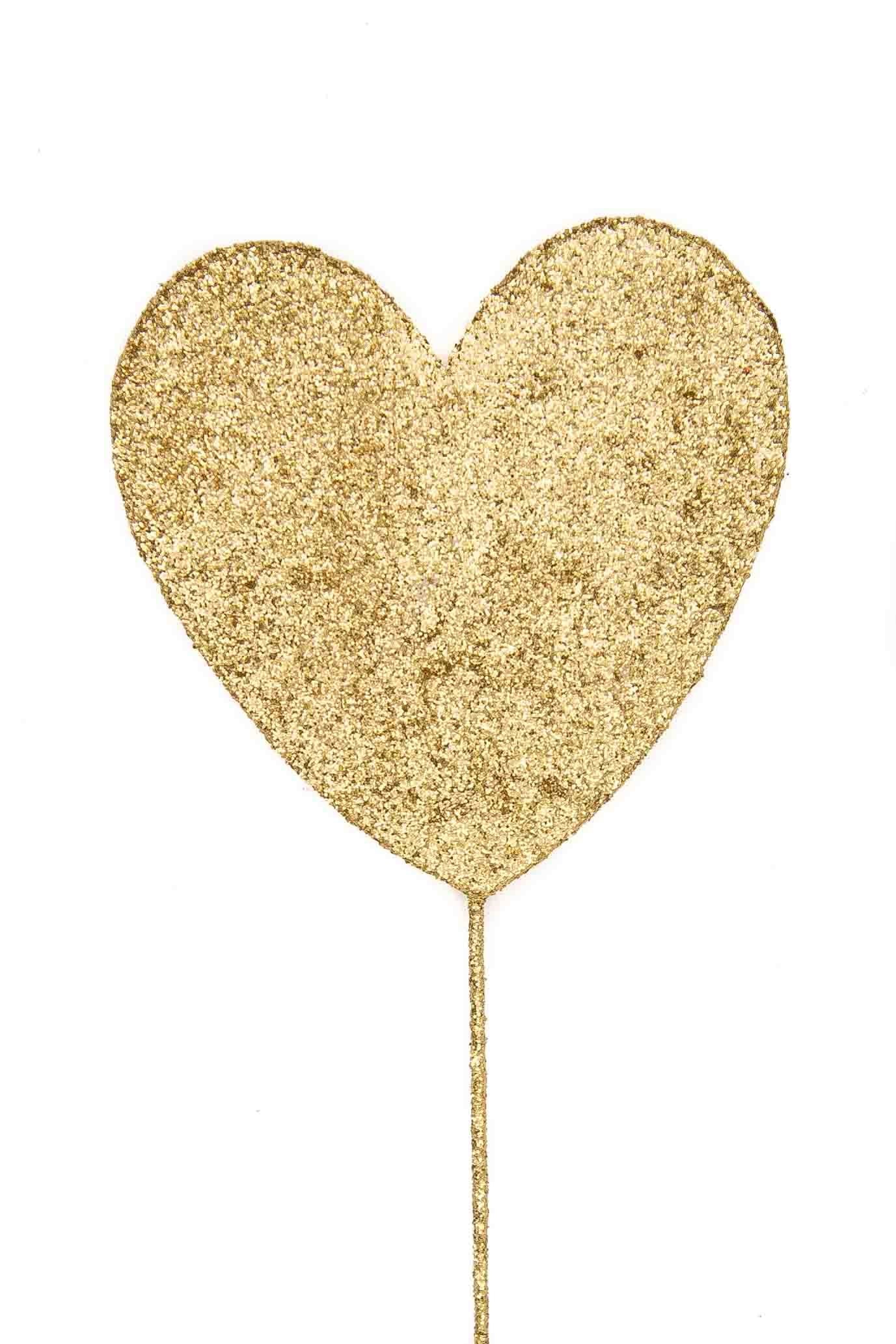 Gold Glitter Pick: Heart