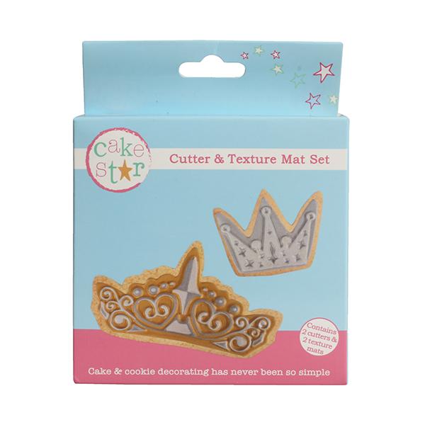 Cake Star Cutter & texture Mat Set - Crown