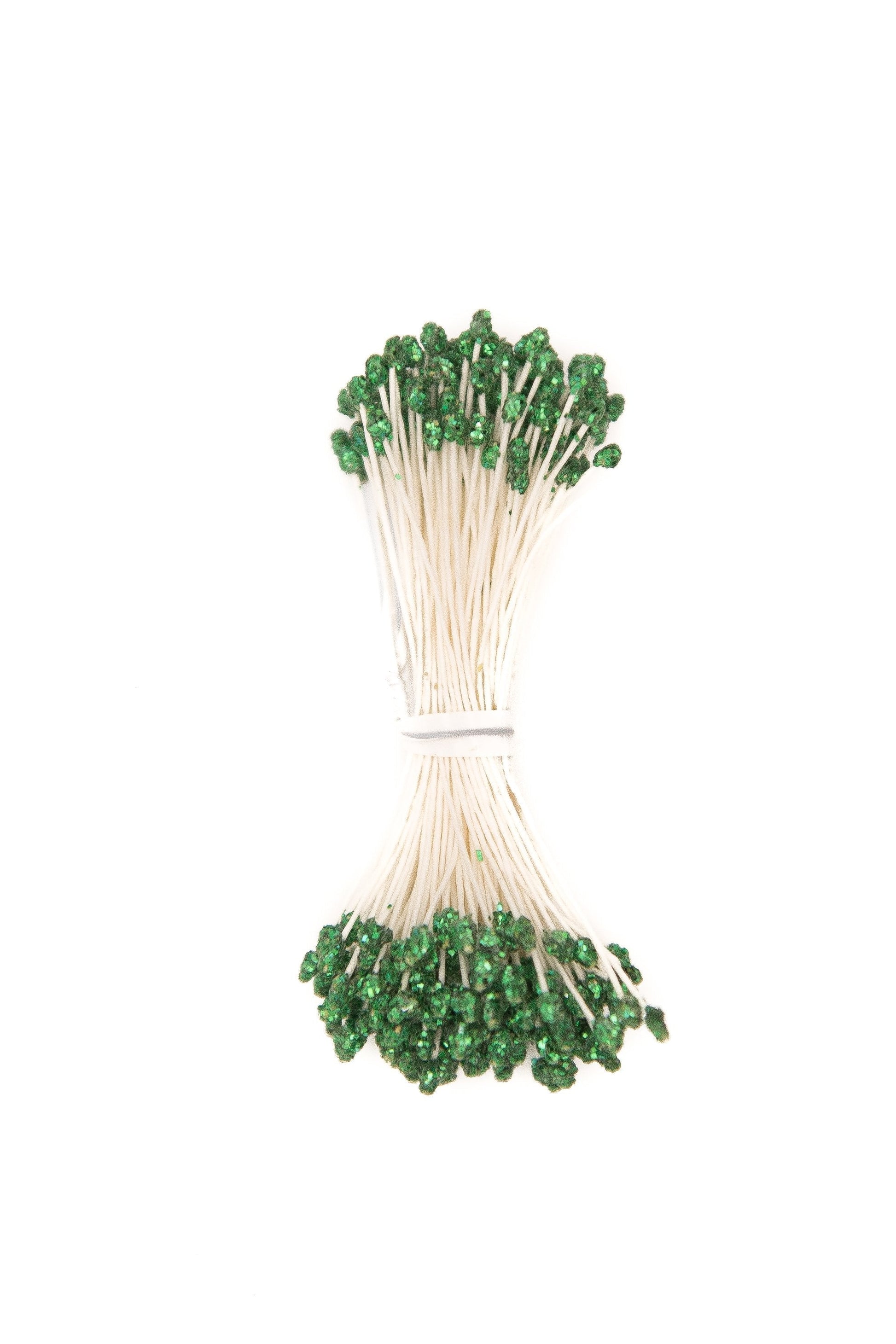 Small Stamens with a Glitter Green Head & White Stem