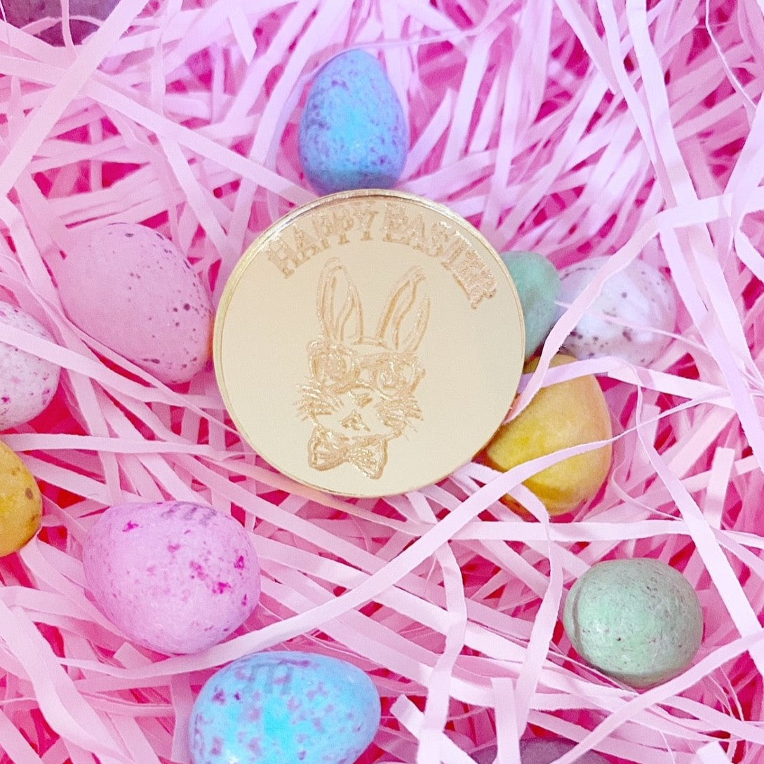 Happy Easter Bunny with Glasses Disc