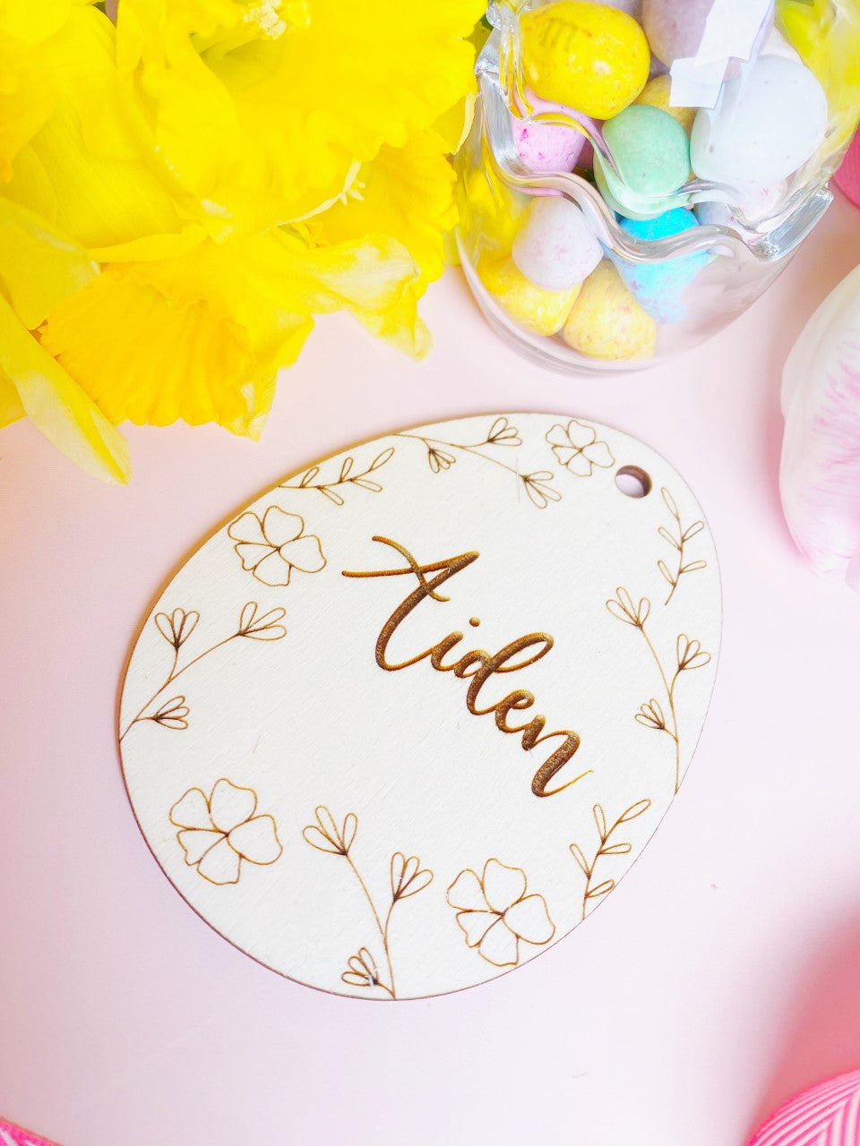 Personalised Floral Egg Gift Tag