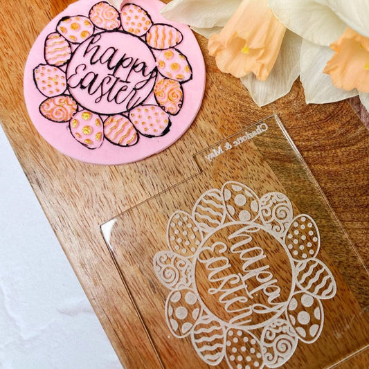 Reverse Embosser - Happy Easter with Egg Border