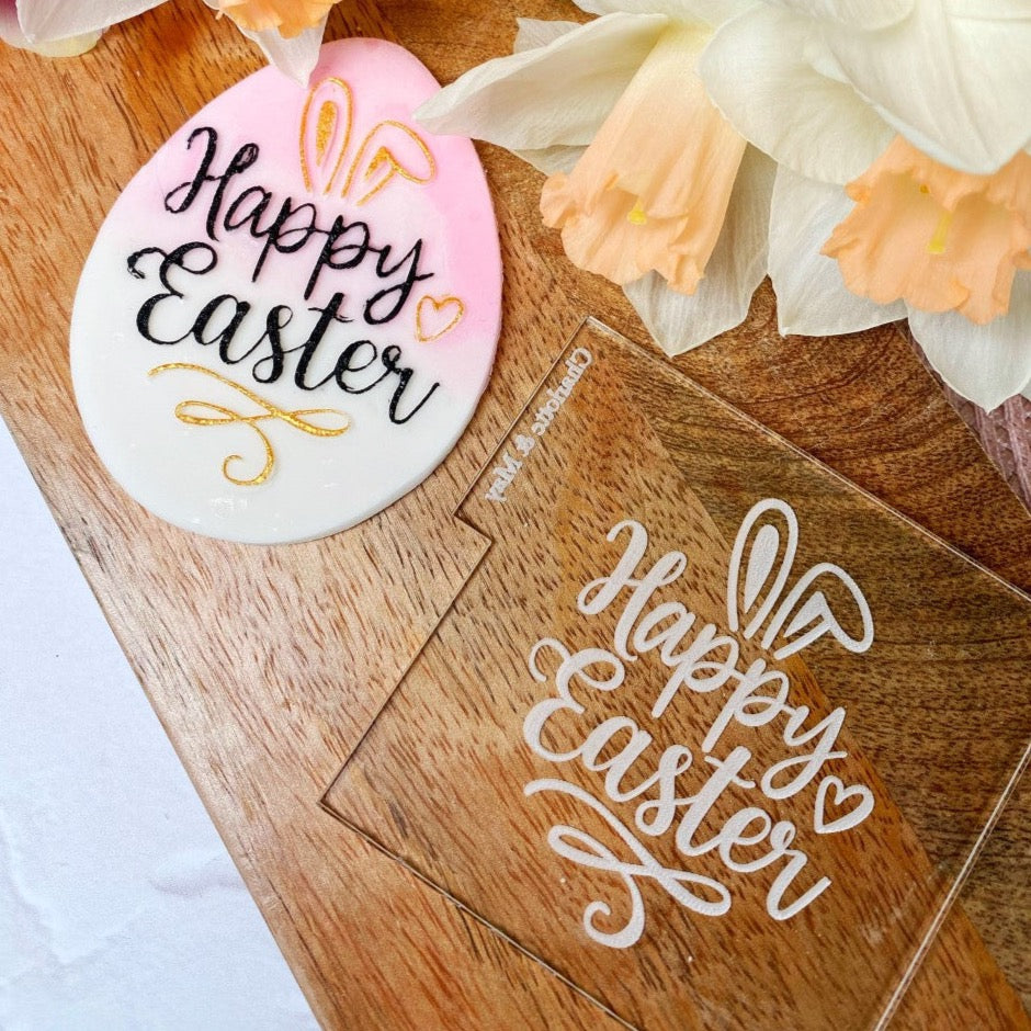 Reverse Embosser - Happy Easter with Bunny Ears