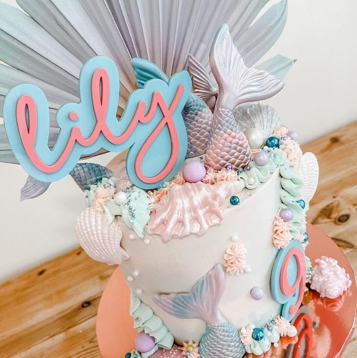 Personalised Double Layer Cake Topper & Age Charm Bundle