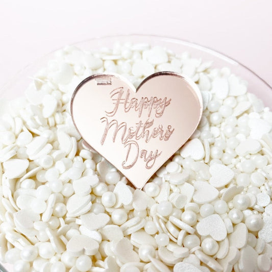 Happy Mothers Day - Acrylic Heart Cupcake Disc