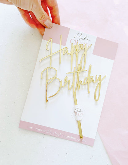 Fine Line Happy Birthday Acrylic Cake Topper