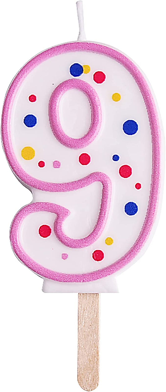 Pink Number 9 Birthday Candle