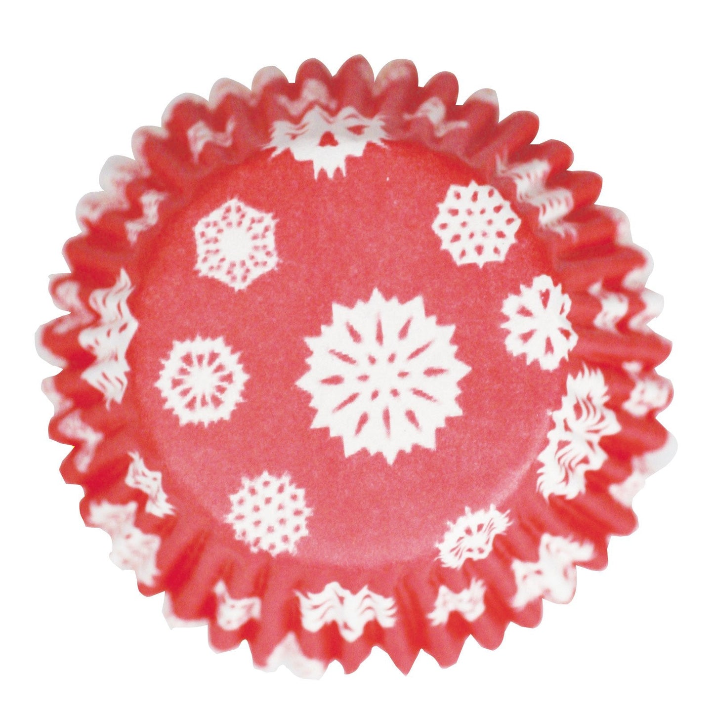 Cake Star Red Snowflake Printed Baking Cases - 54 Piece