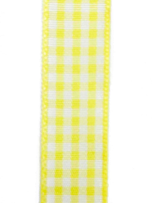 Lemon Gingham Ribbon - 15mm