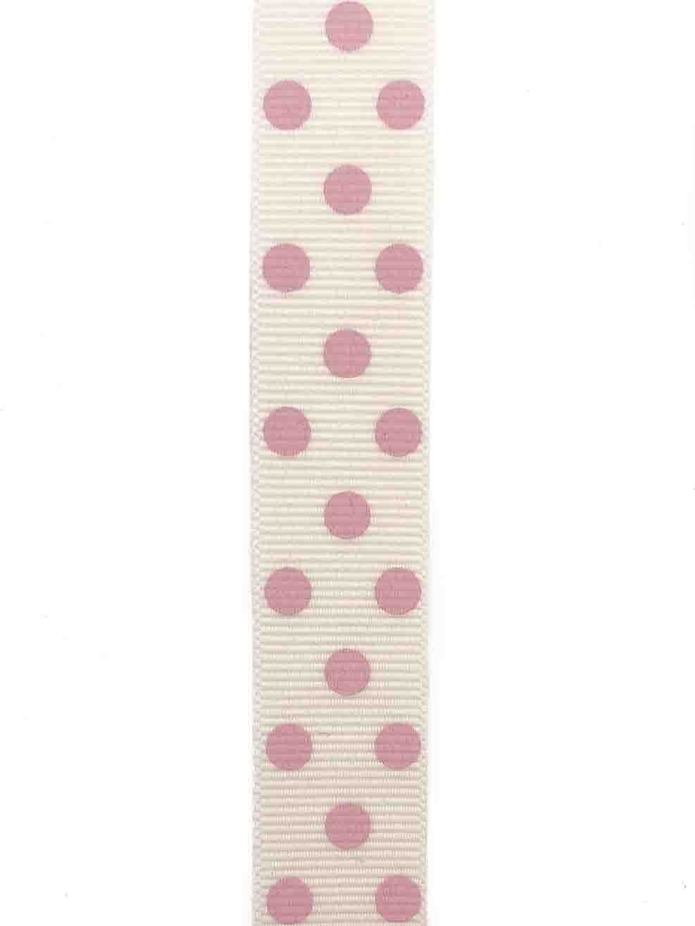 Pink Spotty Grosgrain - 15mm