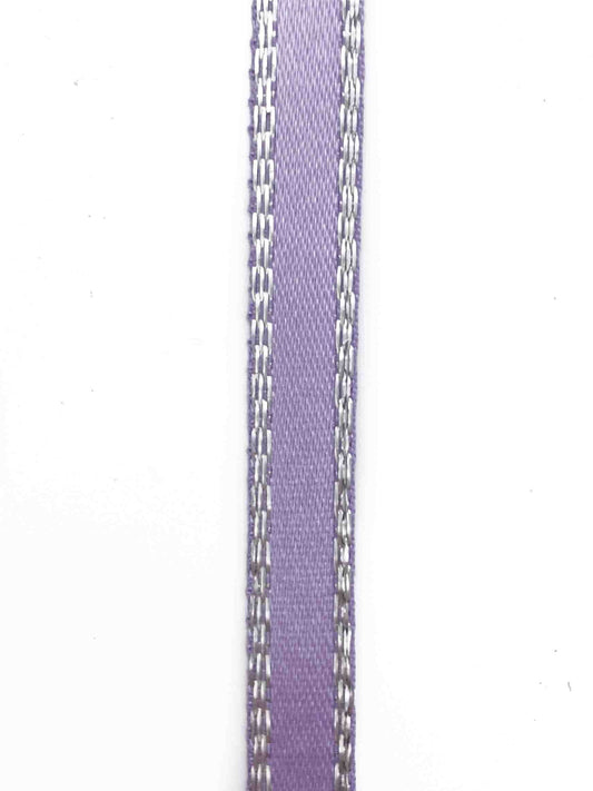 Orchid Silver Edge Satin Ribbon - 7mm