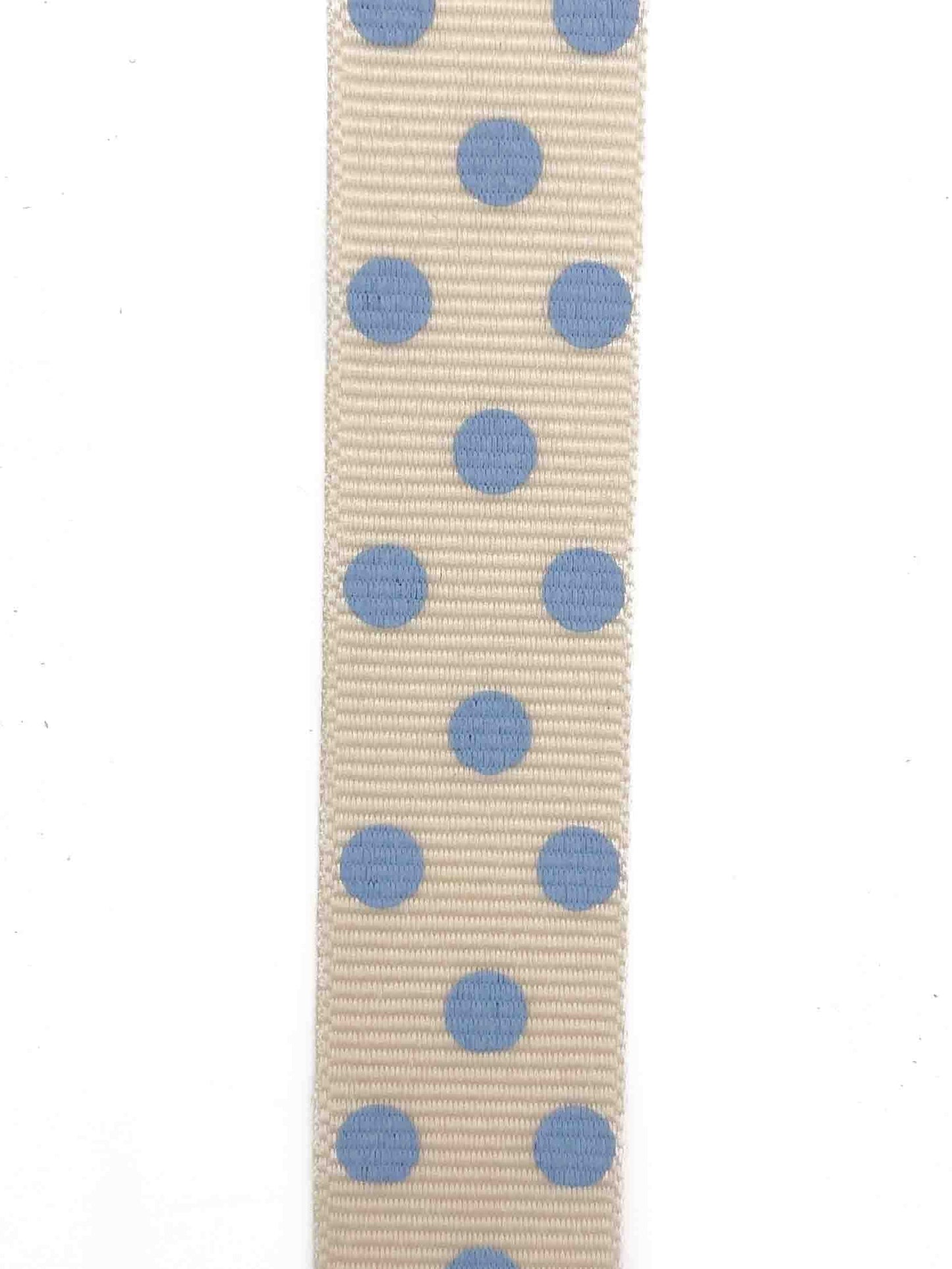 Blue and Natural Spotty Grosgrain - 15mm