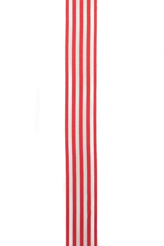 Red and White Striped Ribbon - 15mm