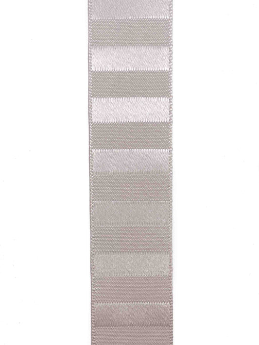 Silver Grey Striped Satin Ribbon - 15mm