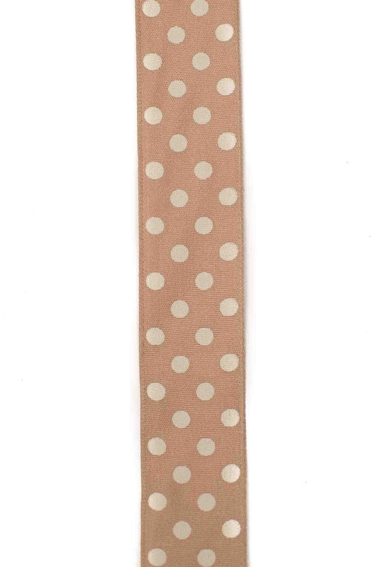 Light Brown Spotted Ribbon - 25mm