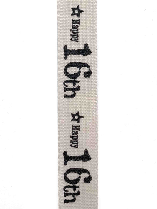 Happy 16th Ribbon - 15mm