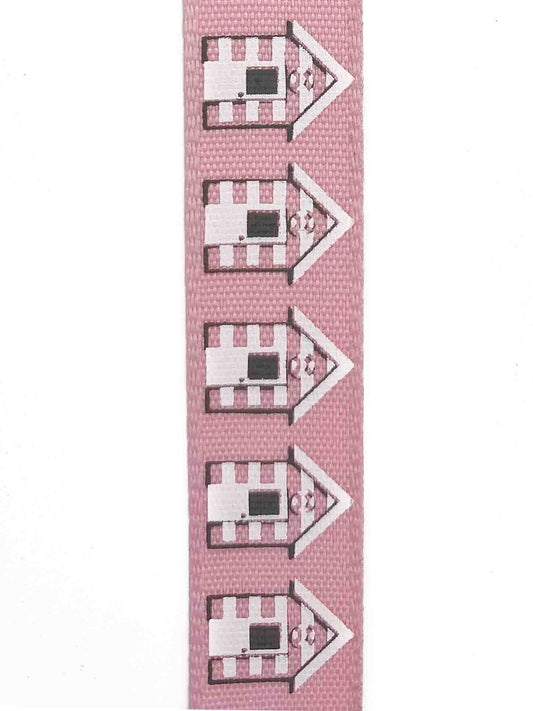 Pink Beach Hut Ribbon - 15mm