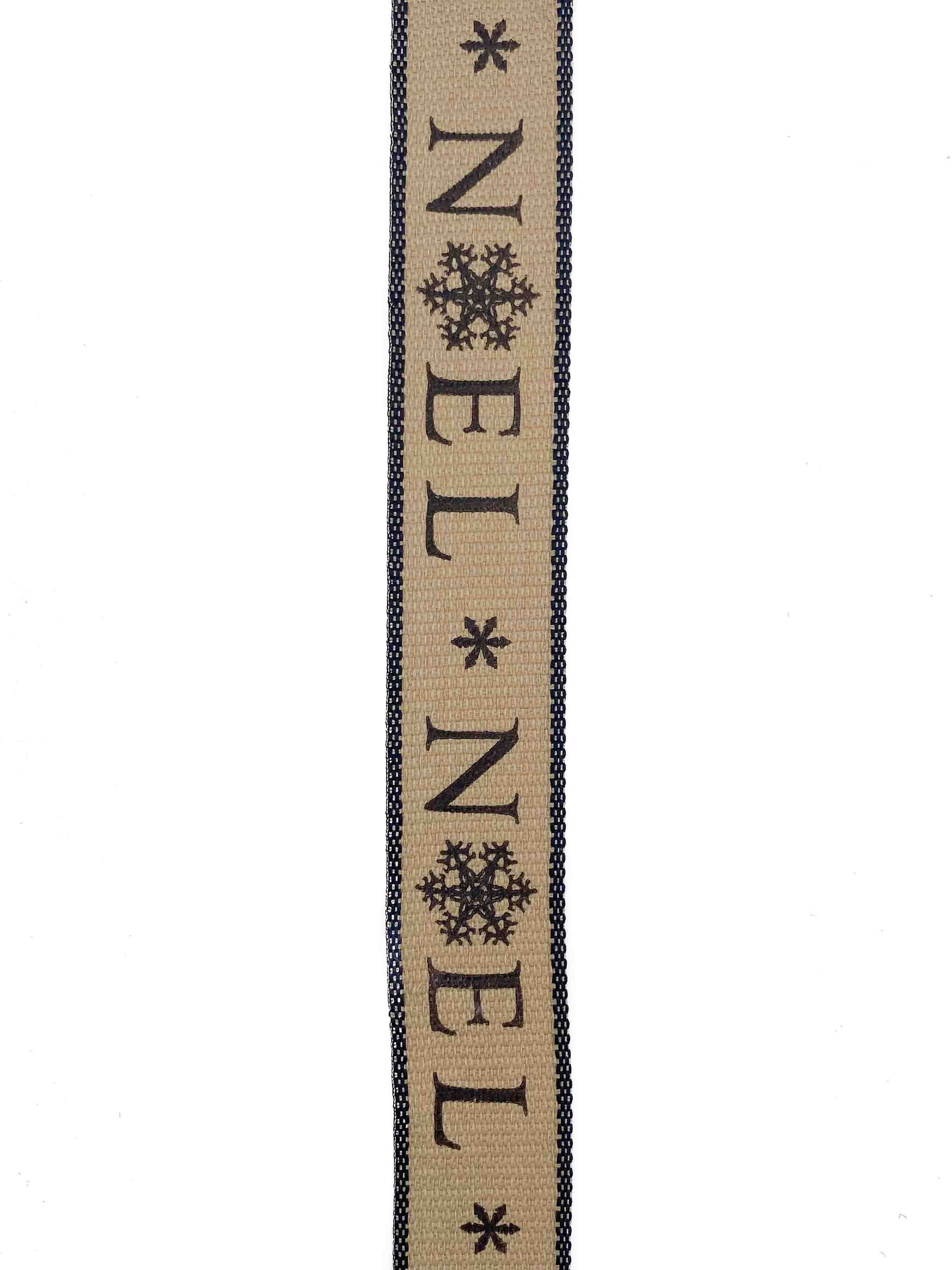 Black Noel Hessian Effect Ribbon - 25mm