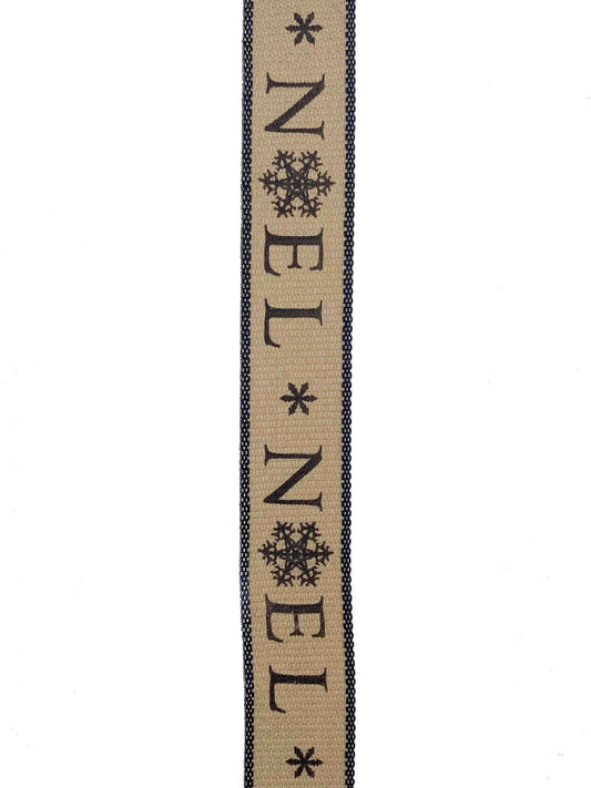 Black Noel Hessian Effect Ribbon - 25mm