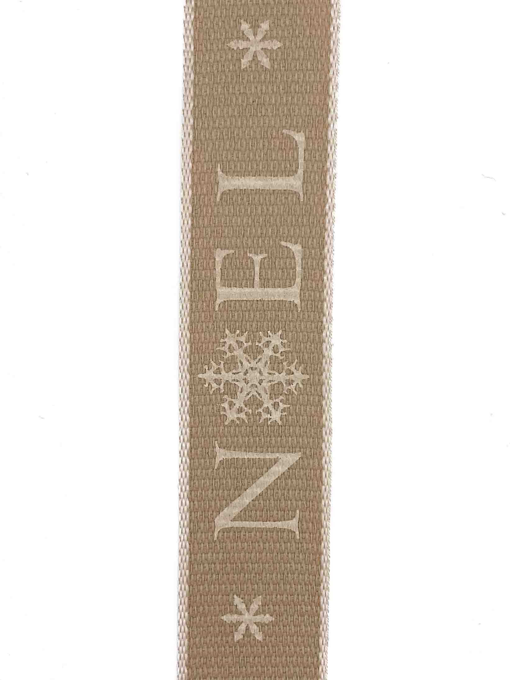 Cream Noel Hessian Effect Ribbon - 25mm