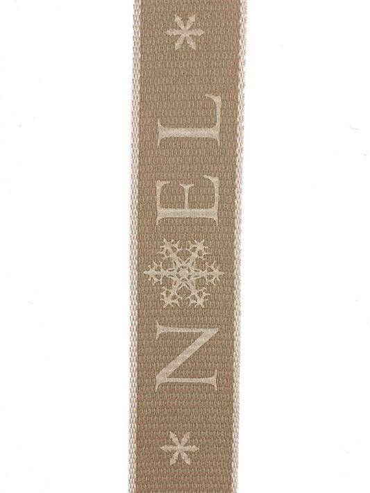 Cream Noel Hessian Effect Ribbon - 25mm