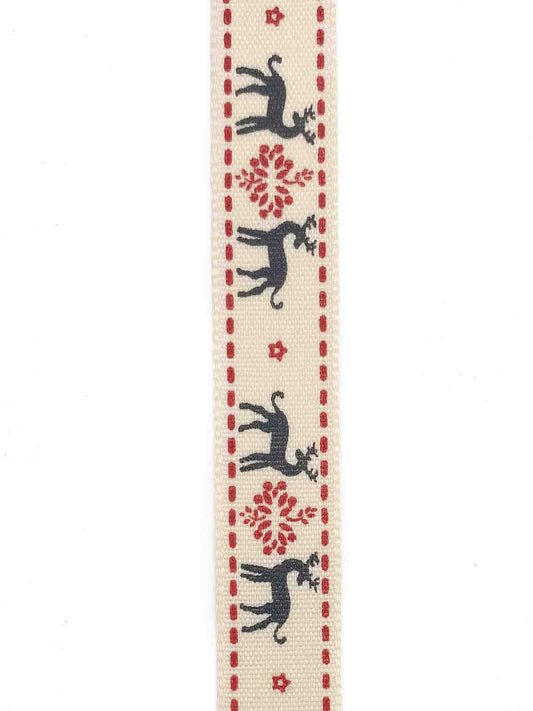 Grey Reindeer Ribbon - 15mm