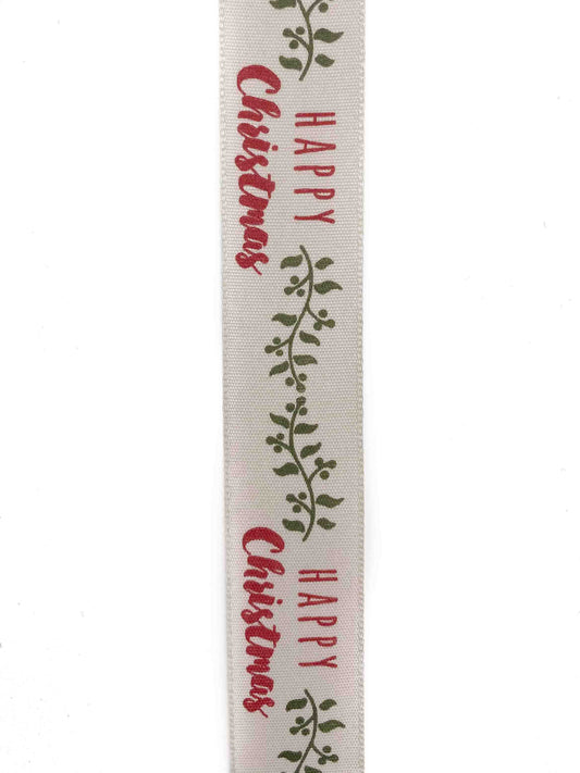 Happy Christmas Ribbon - 25mm