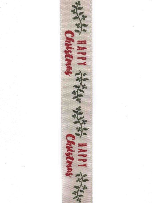 Happy Christmas Ribbon - 15mm