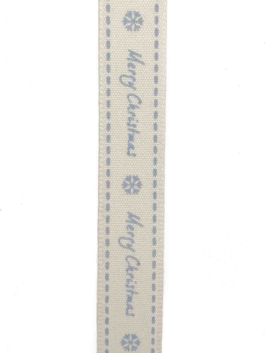 Blue Merry Christmas Ribbon - 15mm