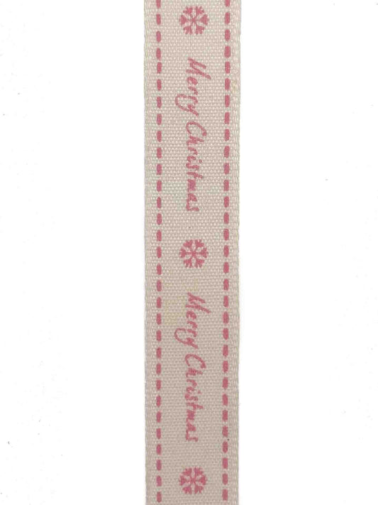 Pink Merry Christmas Ribbon - 15mm