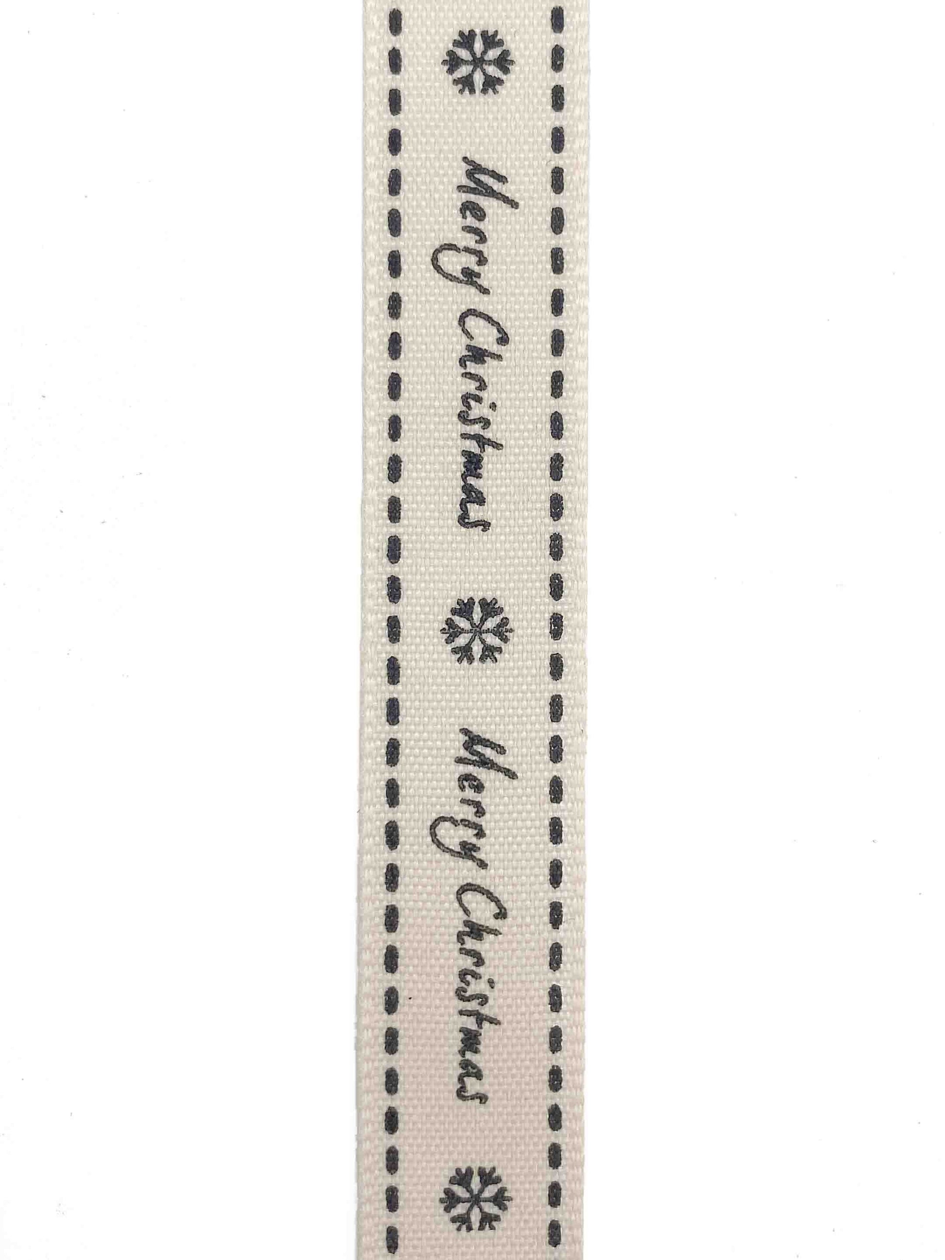 Black Merry Christmas Ribbon - 15mm