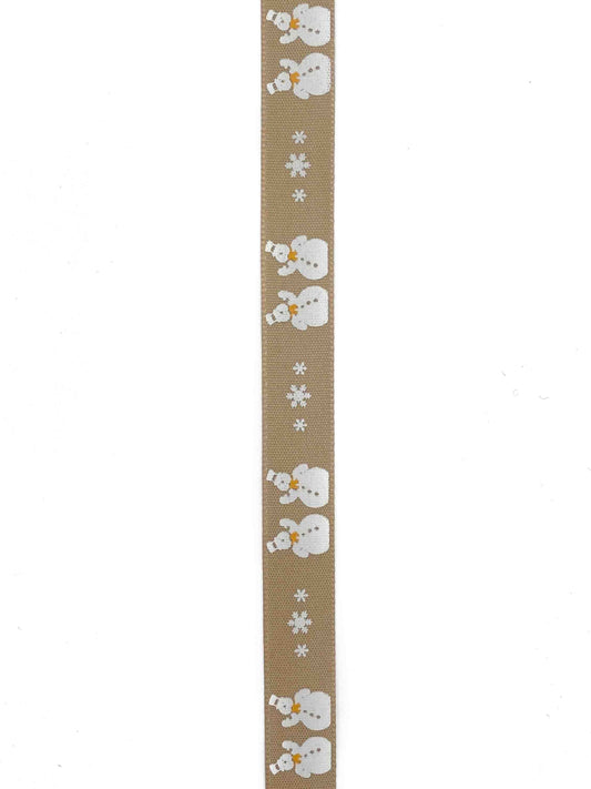 Two Jolly Snowmen Oatmeal Ribbon - 15mm