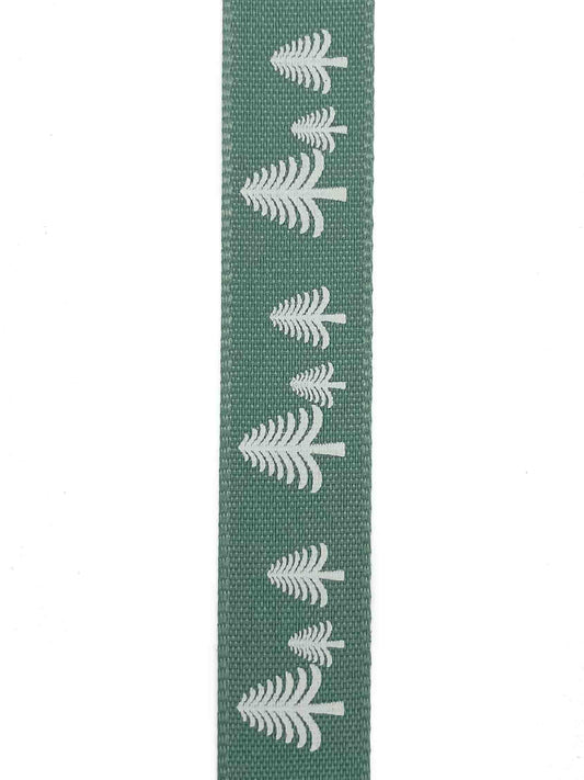 Sage Green Festive Forest Ribbon - 15mm