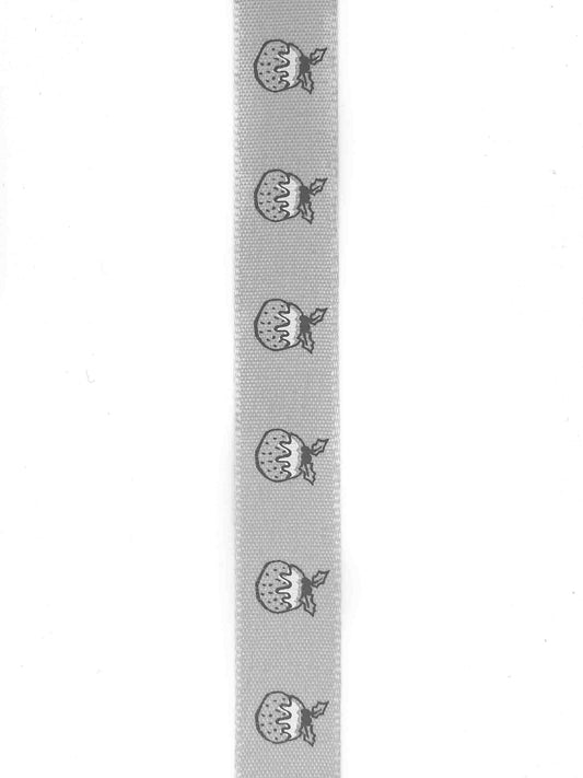 Light Grey Christmas Pudding Ribon - 15mm