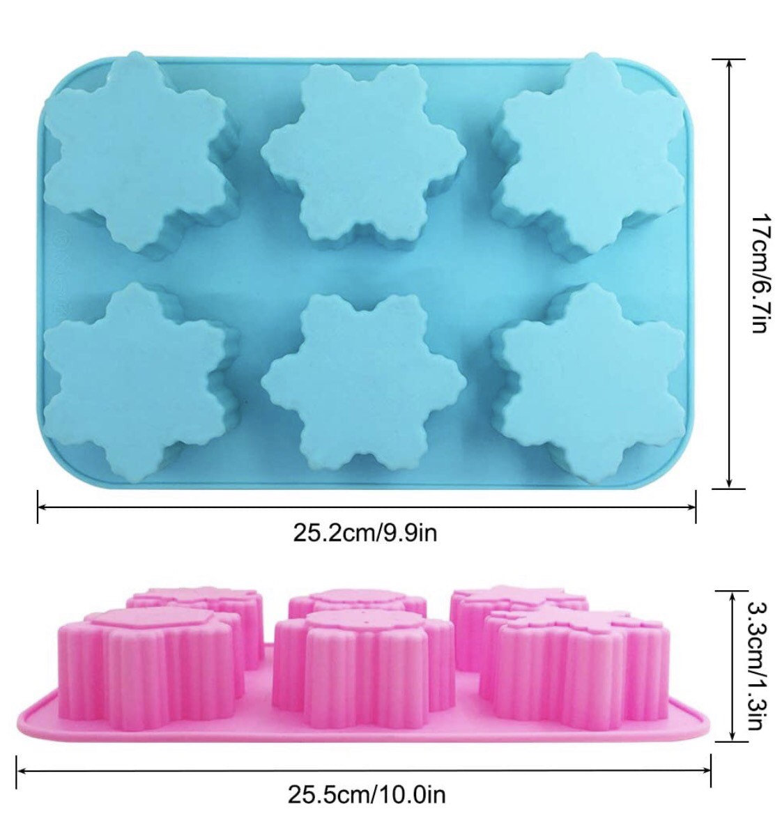 Snowflake Silicone Mould, 6 cavity