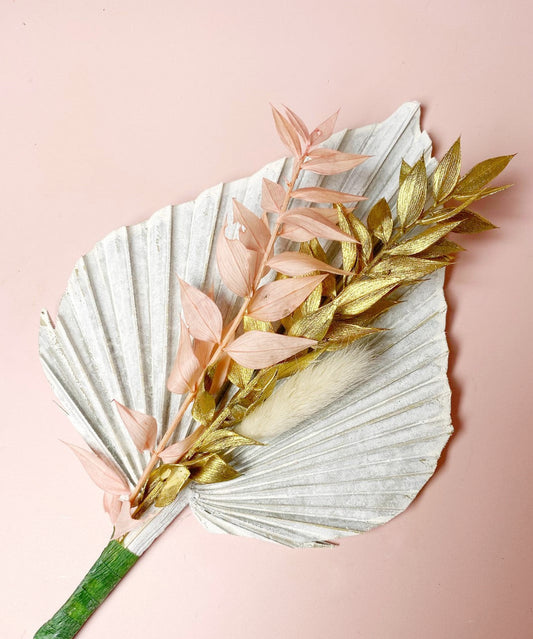 White and Gold Dried Flower Bouquet