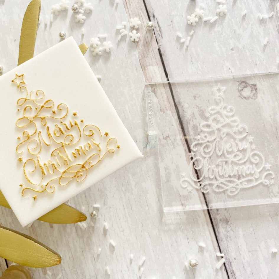 Reverse Embosser - Merry Christmas Tree